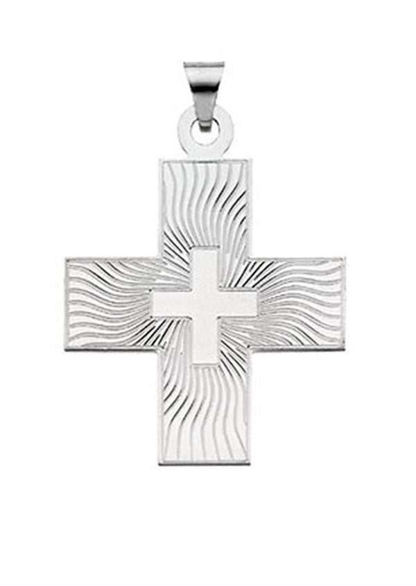 Greek Cross Rhodium-Plated 14k White Gold Pendant (20.50X18.00 MM)