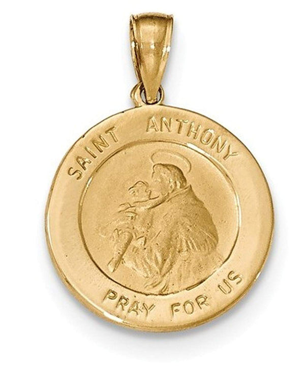 14k Yellow Gold St. Anthony Small Round Medal