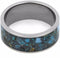 Crushed Turquoise and 14k Yellow Gold Inlay 10mm Comfort-Fit Titanium Wedding Band, Size 5