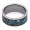 Crushed Turquoise and 14k Yellow Gold Inlay 10mm Comfort-Fit Titanium Wedding Band