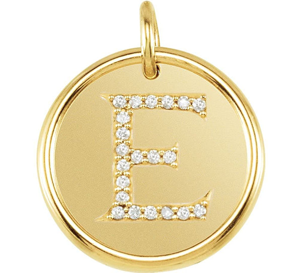 Diamond Initial "E" Round Pendant, 18k Yellow Gold-Plated Sterling Silver (0.1 Ctw, Color GH, Clarity I1)