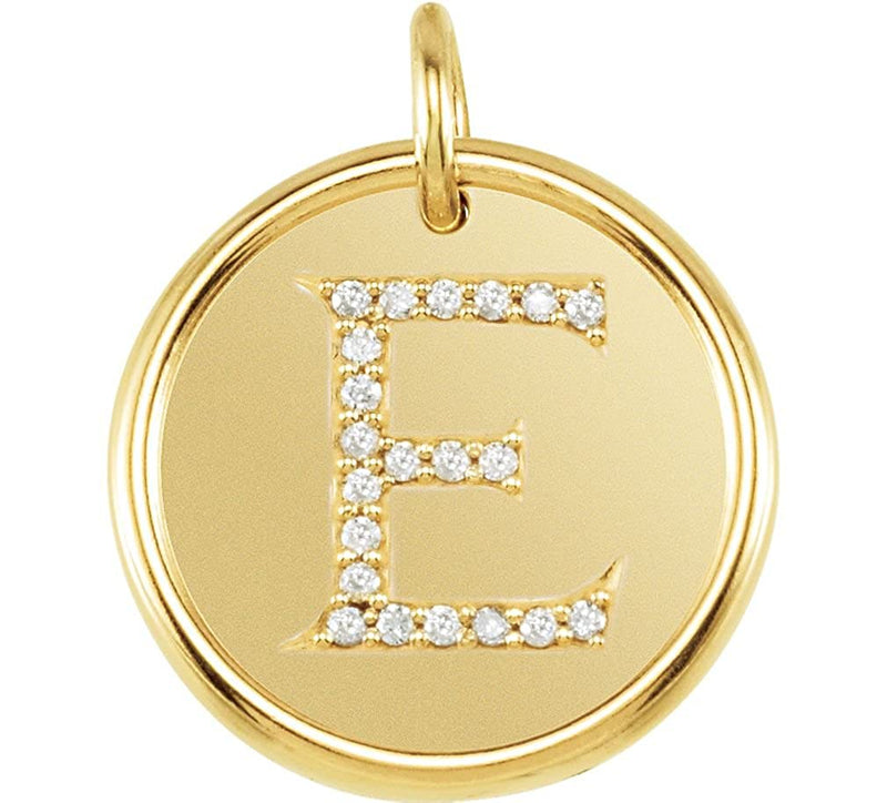 Diamond Initial "E" Round Pendant, 18k Yellow Gold-Plated Sterling Silver (0.1 Ctw, Color GH, Clarity I1)