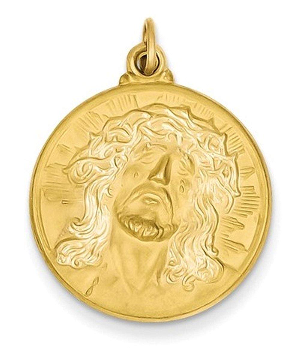 14k Yellow Gold Jesus Medal Pendant (28X21MM)