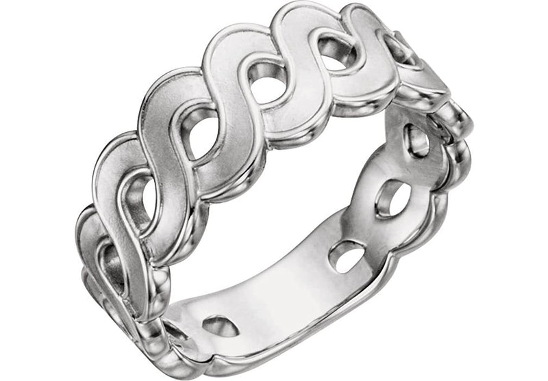 Ocean Wave Ring, Rhodium-Plated 14k White Gold, Size 7