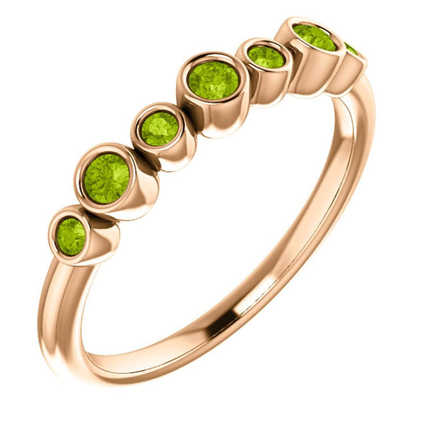 Peridot 7-Stone 3.25mm Ring, 14k Rose Gold, Size 7