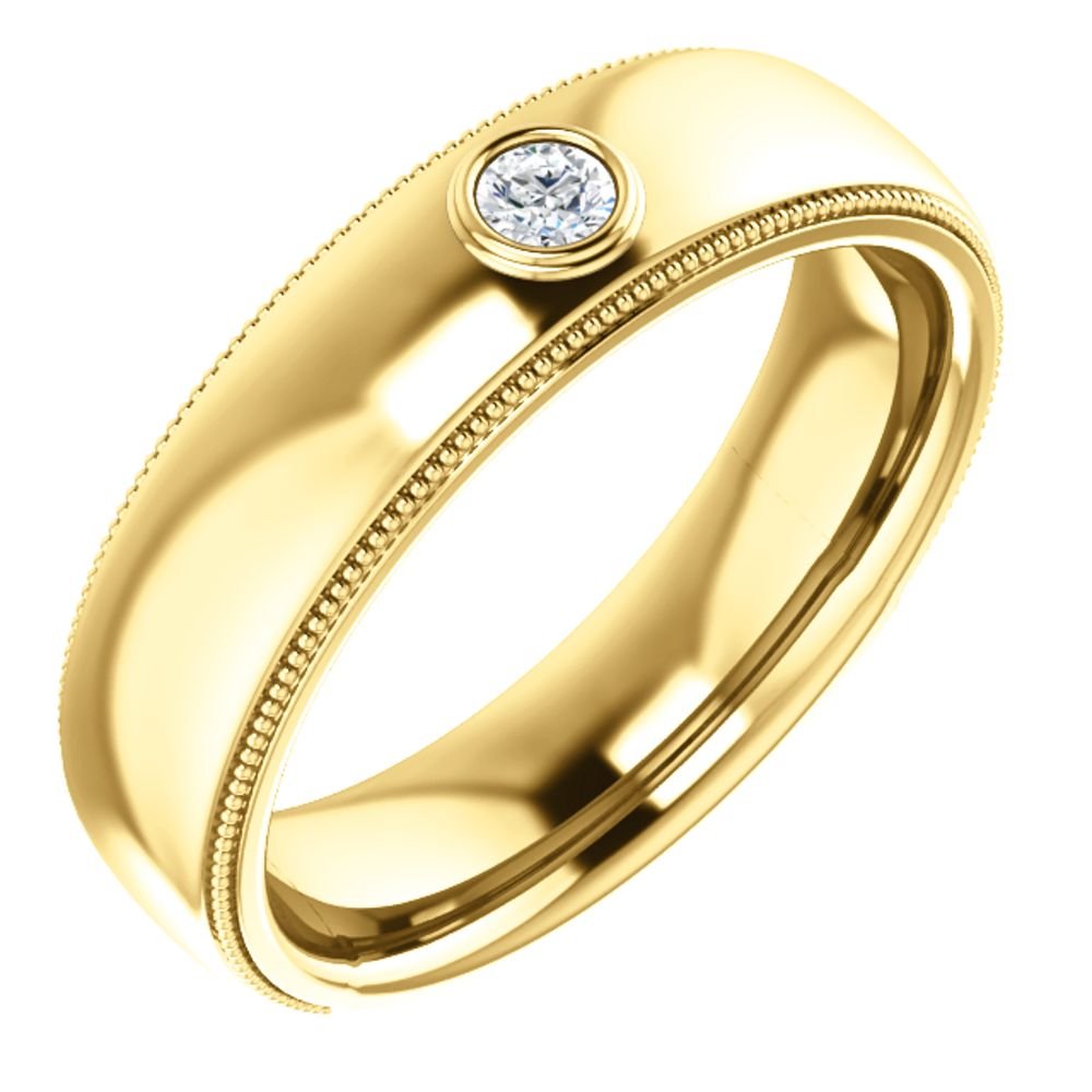 Men's 14k Yellow Gold Diamond 6mm Milgrain Band (.06 Ctw, Color G-H, SI2-SI3 Clarity) Size 10.75