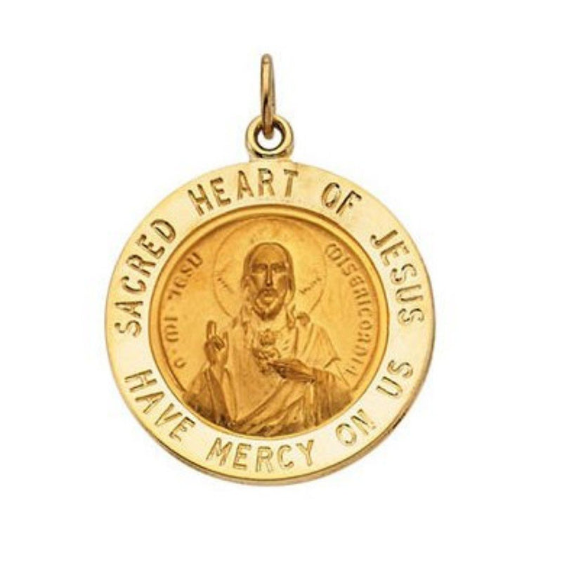 14k Yellow Gold Sacred Heart of Jesus Medal (22 MM)