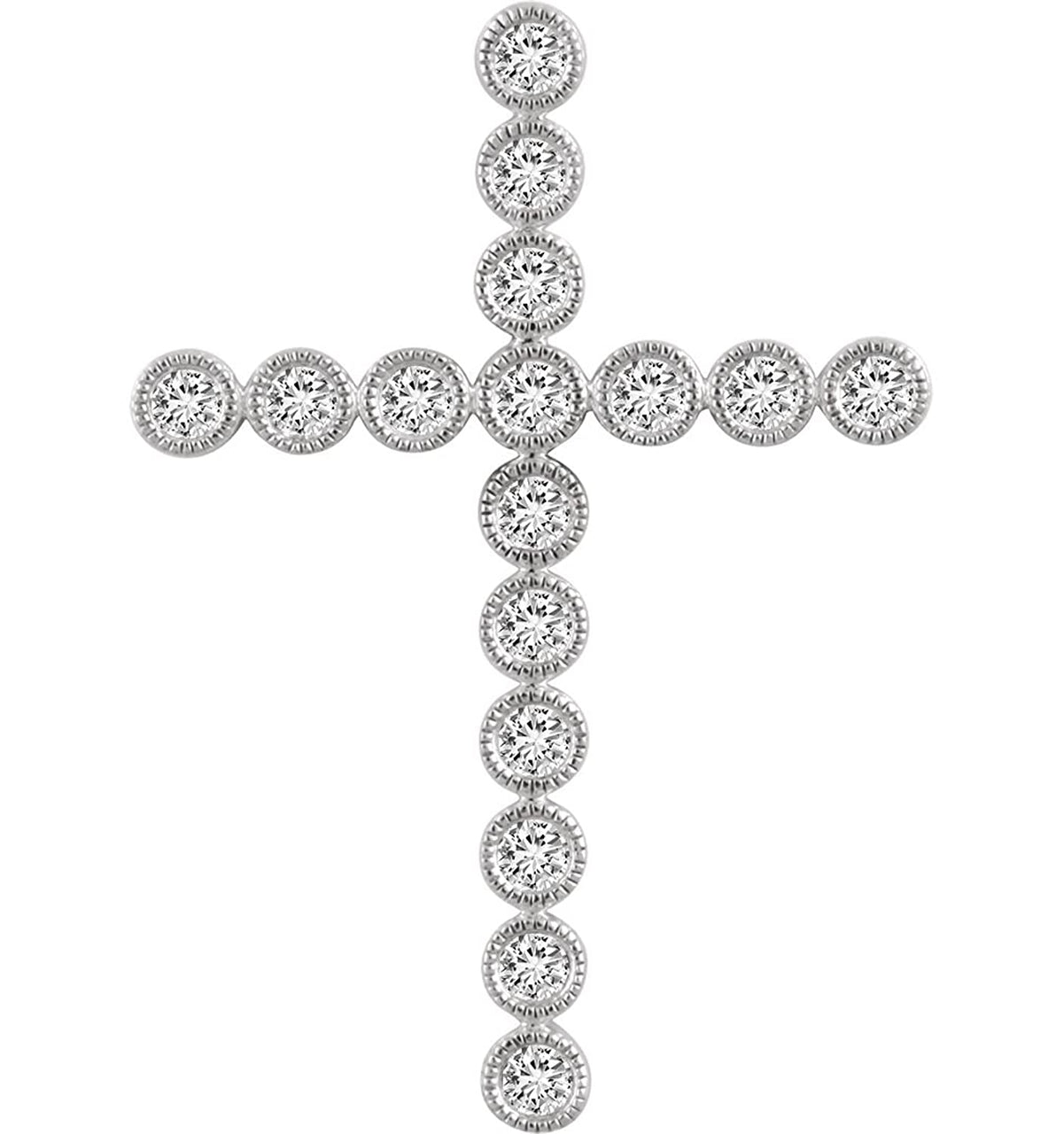 Diamond Paternoster Cross Pendant, 14k White Gold (.25 Ctw, H+ Color, I1 Clarity)