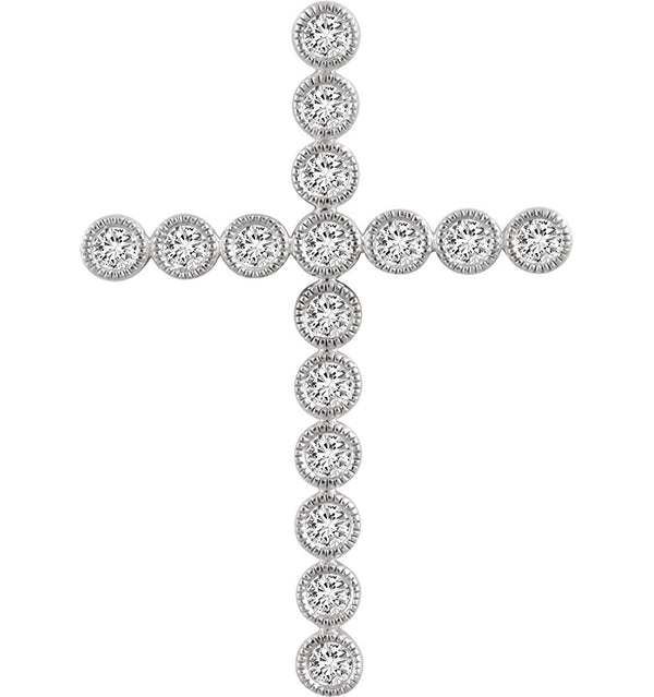 Diamond Paternoster Cross Pendant, 14k White Gold (.25 Ctw, H+ Color, I1 Clarity)