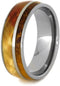 Flame Box Elder Burl, Gold Box Elder Burl Wood 8mm Comfort-Fit Titanium Wedding Band, Size 12.5