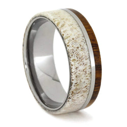 Deer Antler, Ironwood, Titanium 8mm Comfort-Fit Titanium Wedding Band