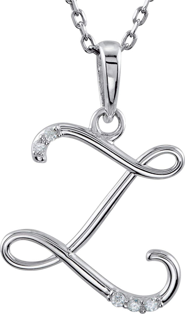 5-Stone Diamond Letter 'Z' Initial Sterling Silver Pendant Necklace, 18" (.03 Cttw, GH, I2)