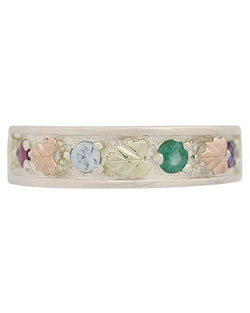 Womens Sterling Silver, 12k Green Gold, 12k Pink Gold, 5 Stones Ring, Sizes 4, 4.5, 5, 5.5, 6, 6.5, 7, 7.5, 8, 8.5, 9