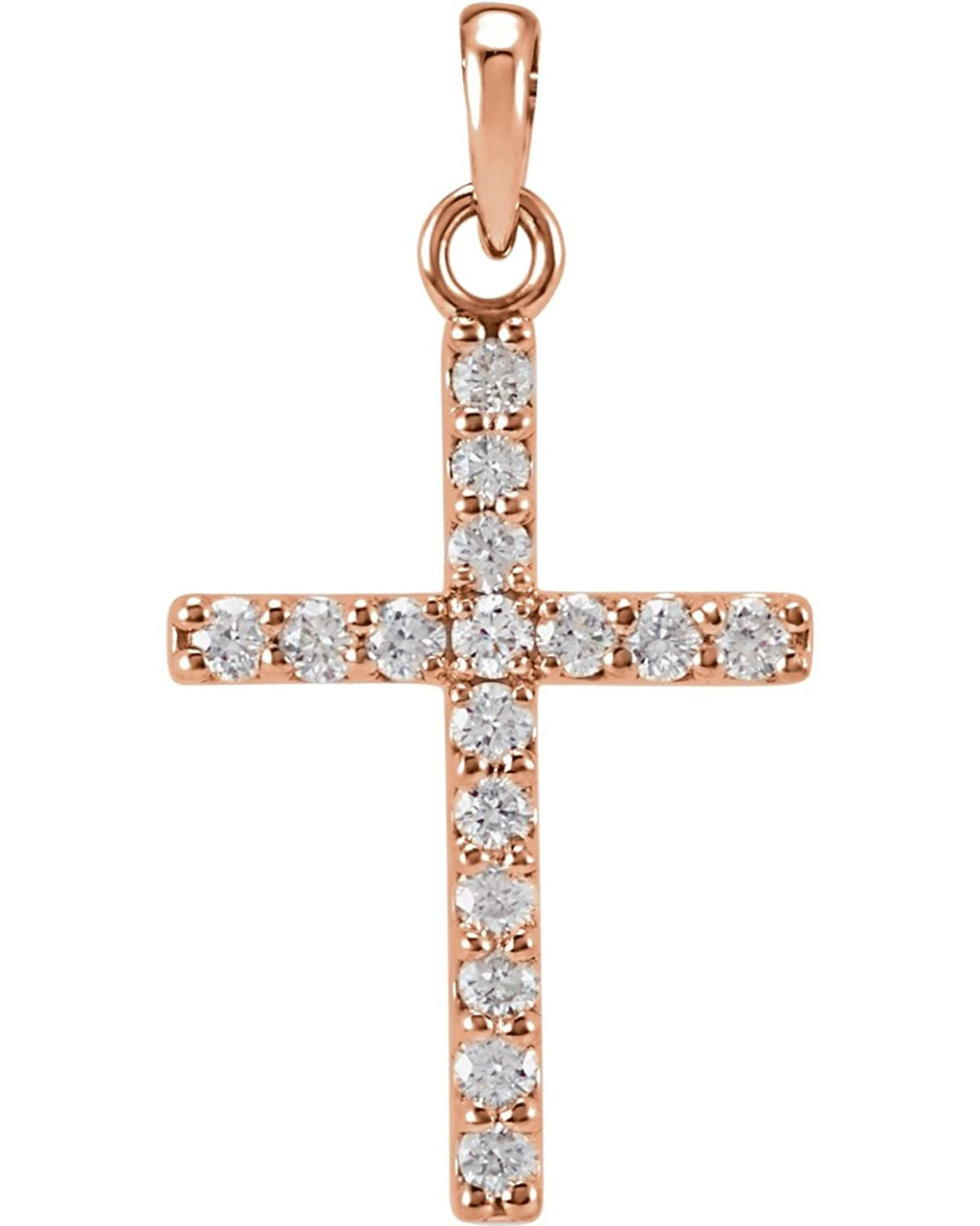 Diamond Cross Pendant, 14k Rose Gold (0.25 Ctw, Color GH, Clarity I1)