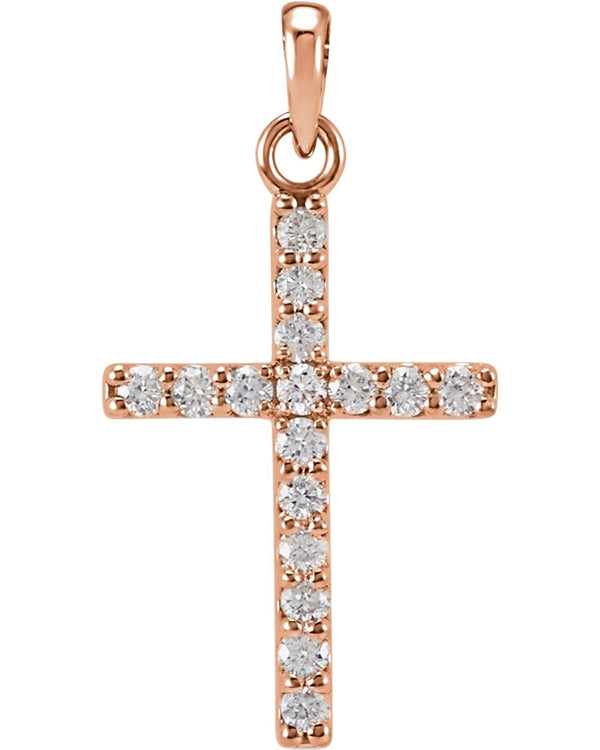 Diamond Cross Pendant, 14k Rose Gold (0.25 Ctw, Color GH, Clarity I1)