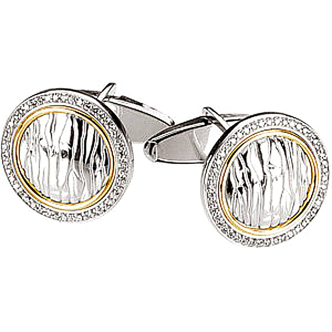 Diamond Elephant Skin Embossed Cuff Links, Sterling Silver, 14k Yellow Gold (.50 Ctw, GH Color, Clarity I1 )