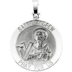 14k White Gold Round St. Andrew Medal (18.5 MM)