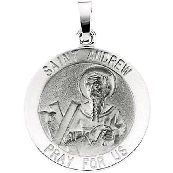14k White Gold Round St. Andrew Medal (15 MM)
