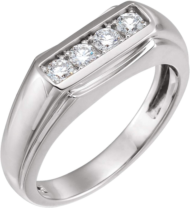 Men's 4-Stone Diamond Ring, Rhodium-Plated 14k White Gold (.0375 Ctw, HIJ Color, SI2-I1 Clarity) Size 10