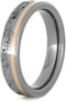 Mimetic Meteorite, 14k Rose Gold 4mm Comfort-Fit Titanium Wedding Band, Size 7.25