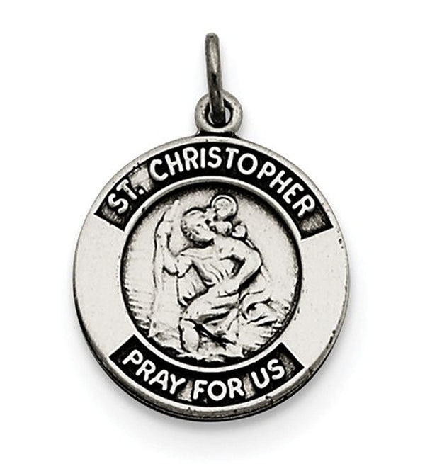 Sterling Silver Antiqued St. Christopher Medal (22X16MM)