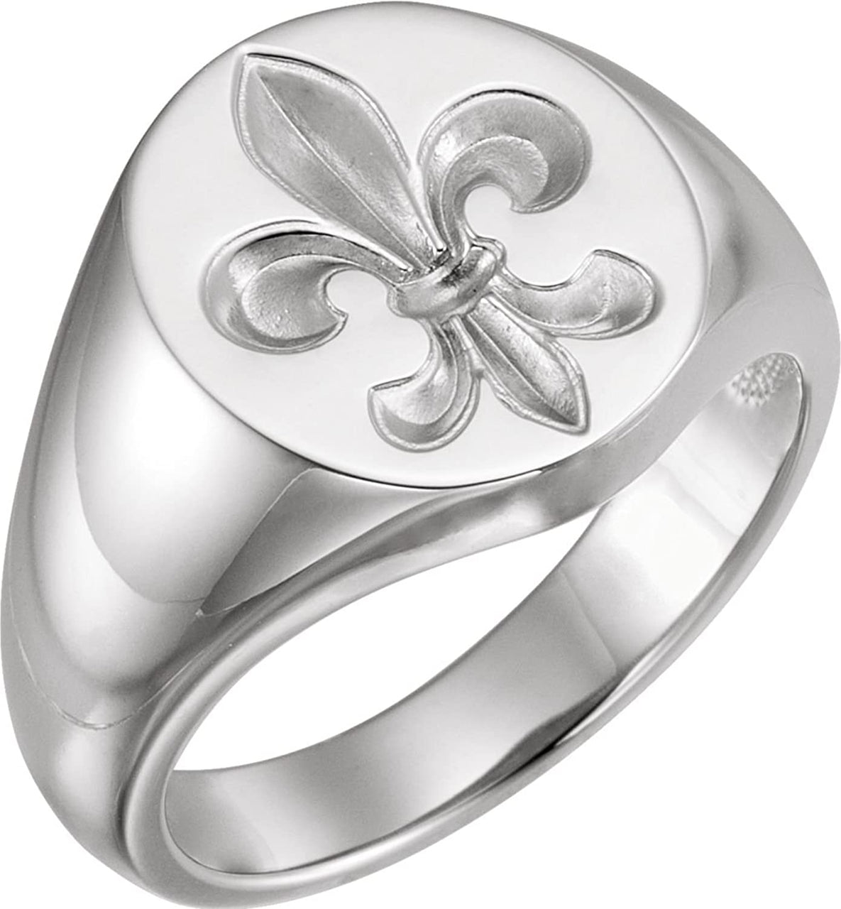 Sterling Silver Men's Signet Ring with Fleur de Lis