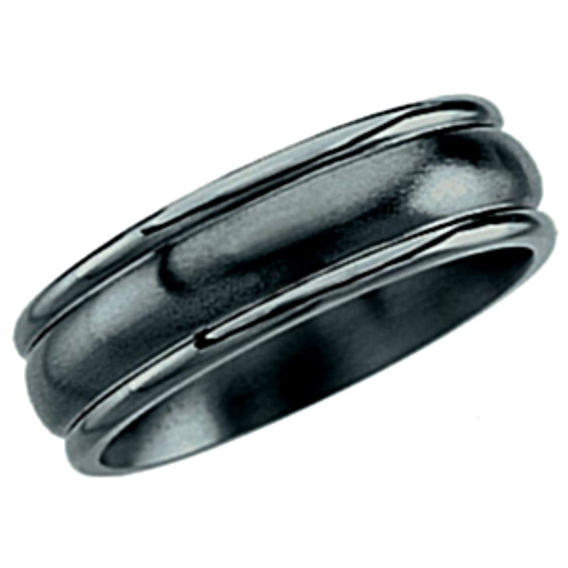 Men's Black Titanium 7.5mm Dome Comfort Fit Band