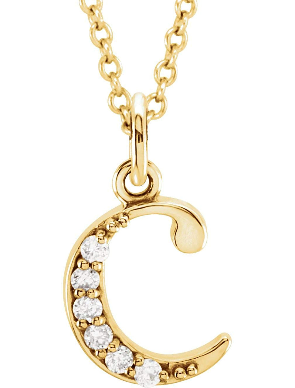 Petite Diamond Initial 'c' Lowercase Letter 14k Yellow Gold Pendant Necklace, 16" (.03 Ctw, GH, I1)