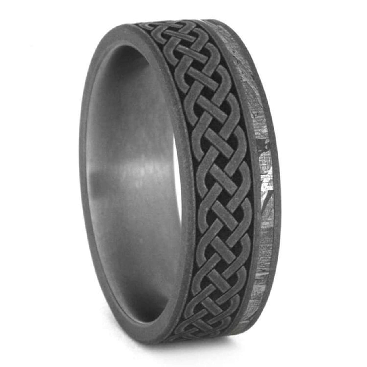 Gibeon Meteorite, Sandblasted Titanium Celtic Love Knot 7.5mm Comfort-Fit Wedding Band