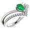 Emerald Pear and Diamond Chevron Sterling Silver Ring (.145 Ctw,G-H Color, I1 Clarity)