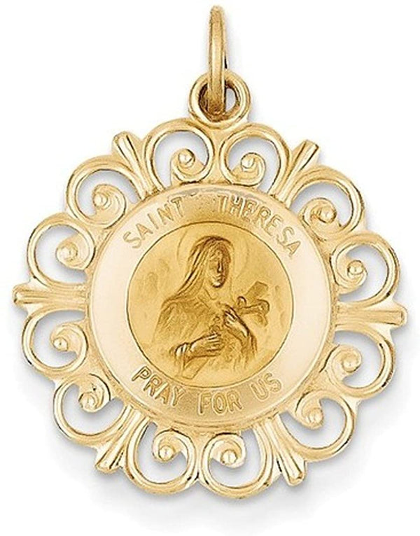 14k Yellow Gold St. Theresa Medal Charm (25X20MM)