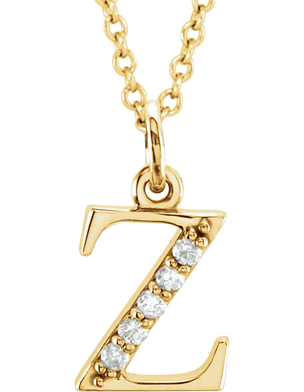 Diamond Initial 'z' Lowercase Letter 14k Yellow Gold Pendant Necklace, 16" (.03 Ctw, GH, I1)