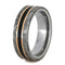 Gibeon Meteorite, Dinosaur Bone, 14k Rose Gold 7mm Comfort-Fit Titanium Ring