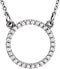 Petite Diamond Circle Pendant 14k White Gold Necklace, 16" (1/6 Cttw)