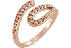 Beaded Bypass Ring, 14k Rose Gold, Size 7.75