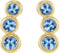 Aquamarine Three-Stone Ear Climbers, 14k Yellow Gold