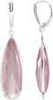 Two-Sided 27.9 Ctw Checkerboard Rose Quartz Pear Sterling Silver Earrings