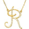 14k Yellow Gold Alphabet Initial Letter R Diamond Pendant Necklace, 17" (GH Color, I1 Clarity, 1/8 Cttw)