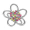 14k White Gold, Pink Tourmaline and Arizona Peridot Flower Ring, .84 Cttw, Size 7