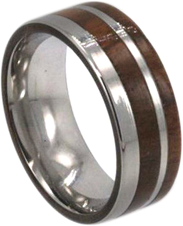 The Men's Jewelry Store (Unisex Jewelry) Ironwood, Titanium Pinstripe 8mm Comfort Fit Titanium Ring, Size 5.5