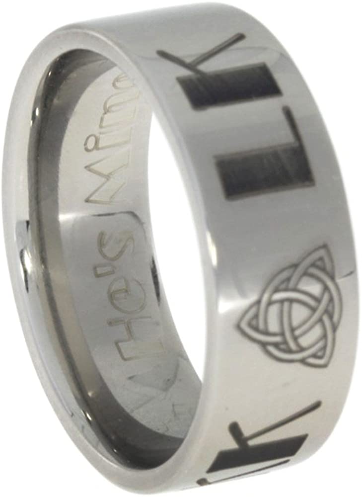 Masculine Titanium Management Ring with Engraving 8mm Comfort Fit Titanium Band, Size 4.5