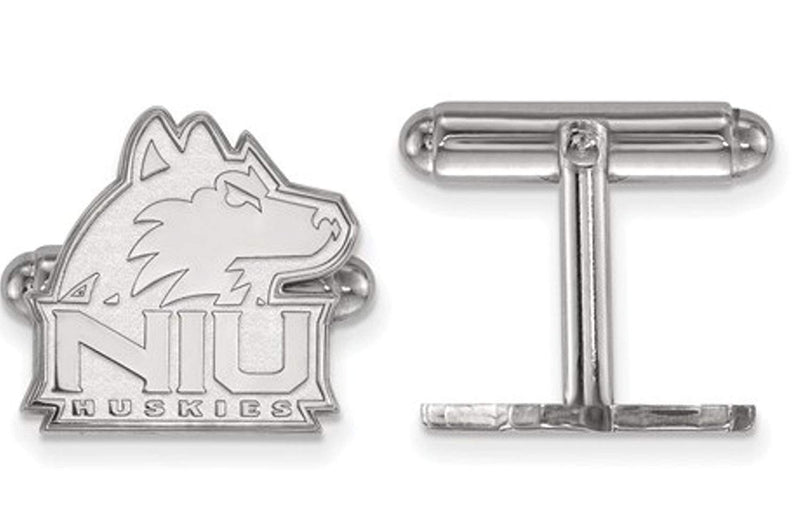 Rhodium-Plated Sterling Silver Northern Illinois University Cuff Links, 15X16MM