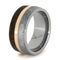 Gibeon Meteorite, Dinosaur Bone, 14k Rose Gold 10mm Comfort-Fit Titanium Band