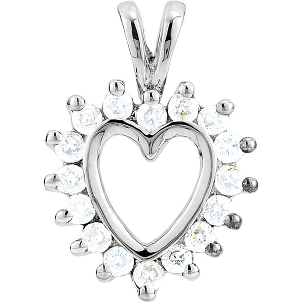14k White Gold Diamond Halo Heart Pendant (GH Color, I1 Clarity, 1/3 Cttw)