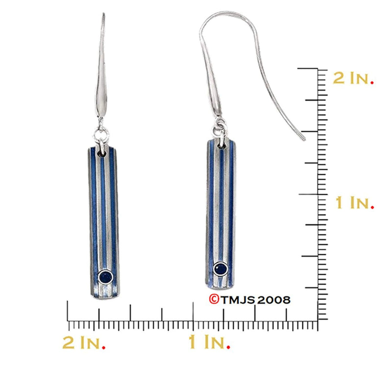 Radiance Collection Gray and Blue Anodized Titanium Blue Sapphire Earrings