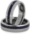 Lapis Lazuli Comfort-Fit His and Hers Titanium Wedding Band Set, M12.5-F5.5