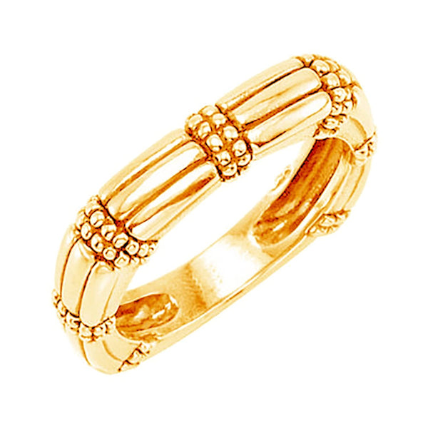 Antiqued Granulated Square Stackable 4.6mm 14k Yellow Gold Ring, Size 8.5