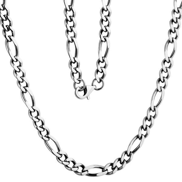 Men's Stainless Steel Figaro Chain, 24" (5mm)