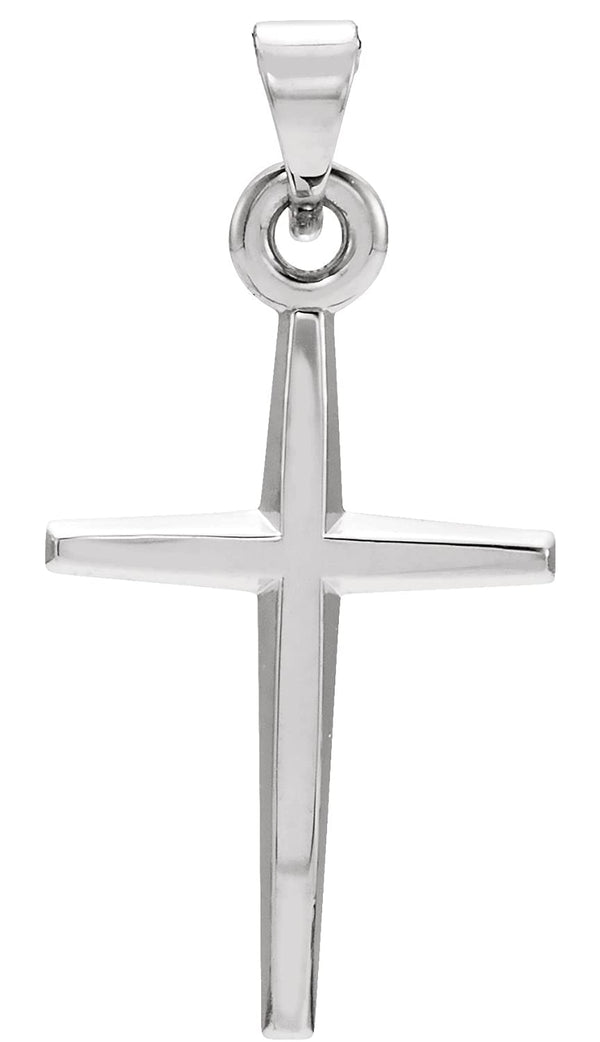 Tapered Cross Rhodium-Plated 14k White Gold Pendant (23.38X11.75MM)