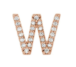 14k Rose Gold Diamond Letter 'W' Initial Stud Earring (Single Earring) (.08 Ctw, GH Color, I1 Clarity)